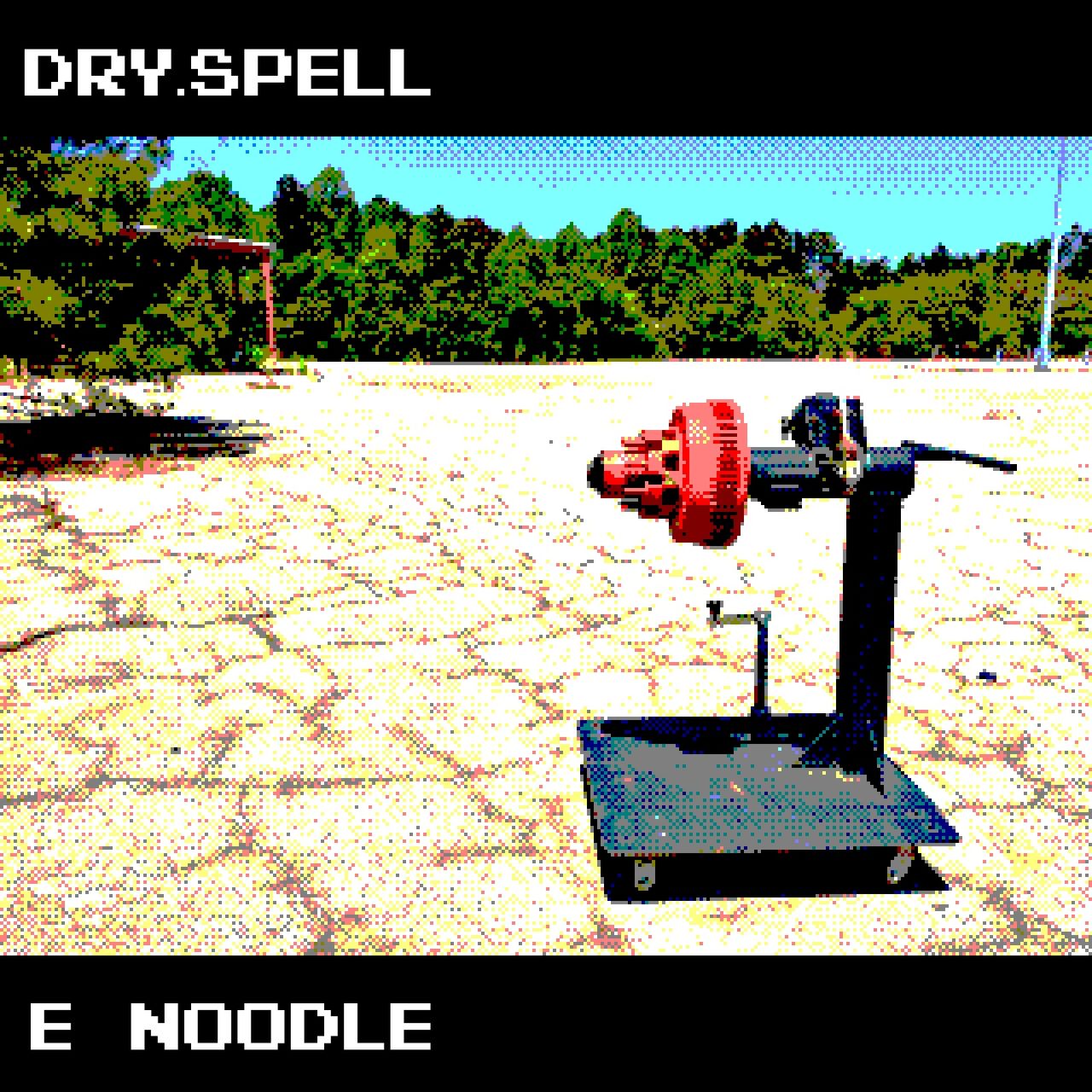 dry spell release cover. cracked concrete flat with green skyline.