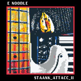 stank attack two release cover. pixelated bananas, bass, and synthesizer.